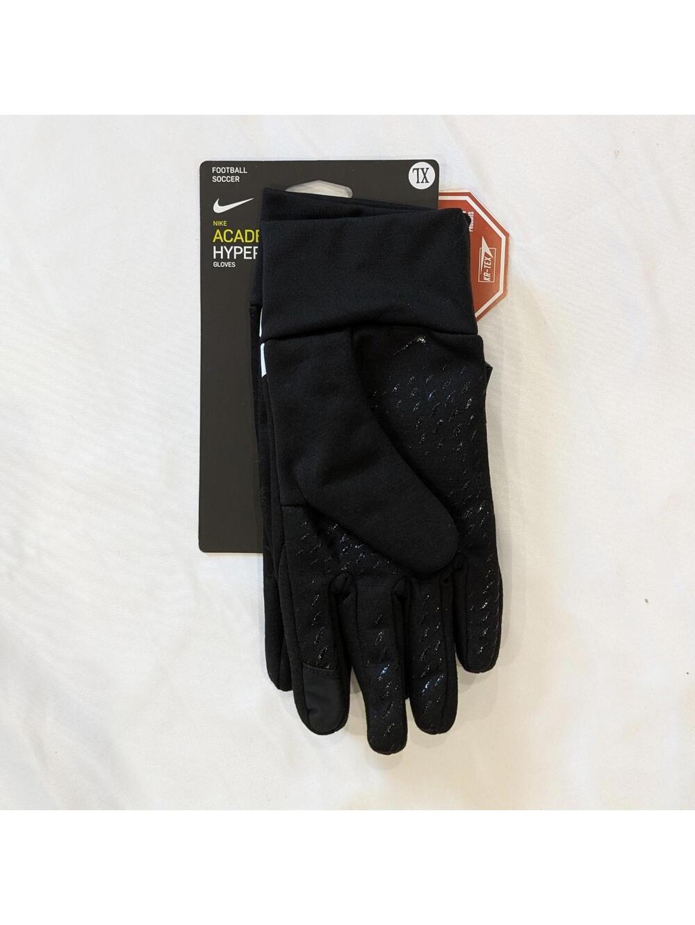 Nike Academy HyperWarm Gloves XL Black/White Windstopper NWT Soccer Football XL - Picture 2 of 6
